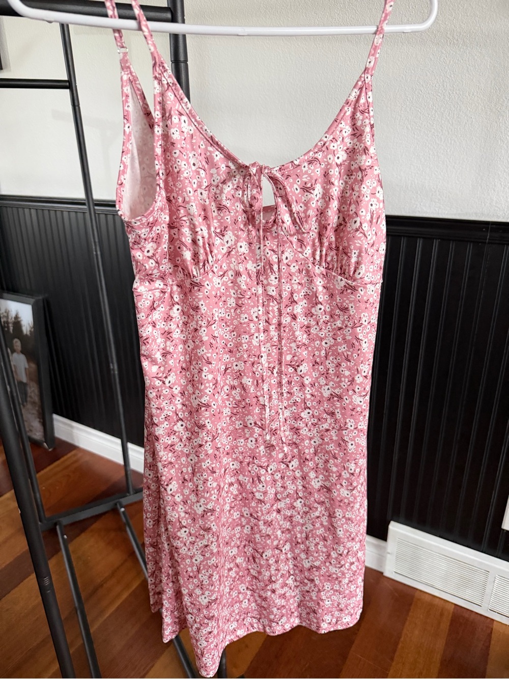 Floral Tie-Front Mini Dress in Dusty Rose
